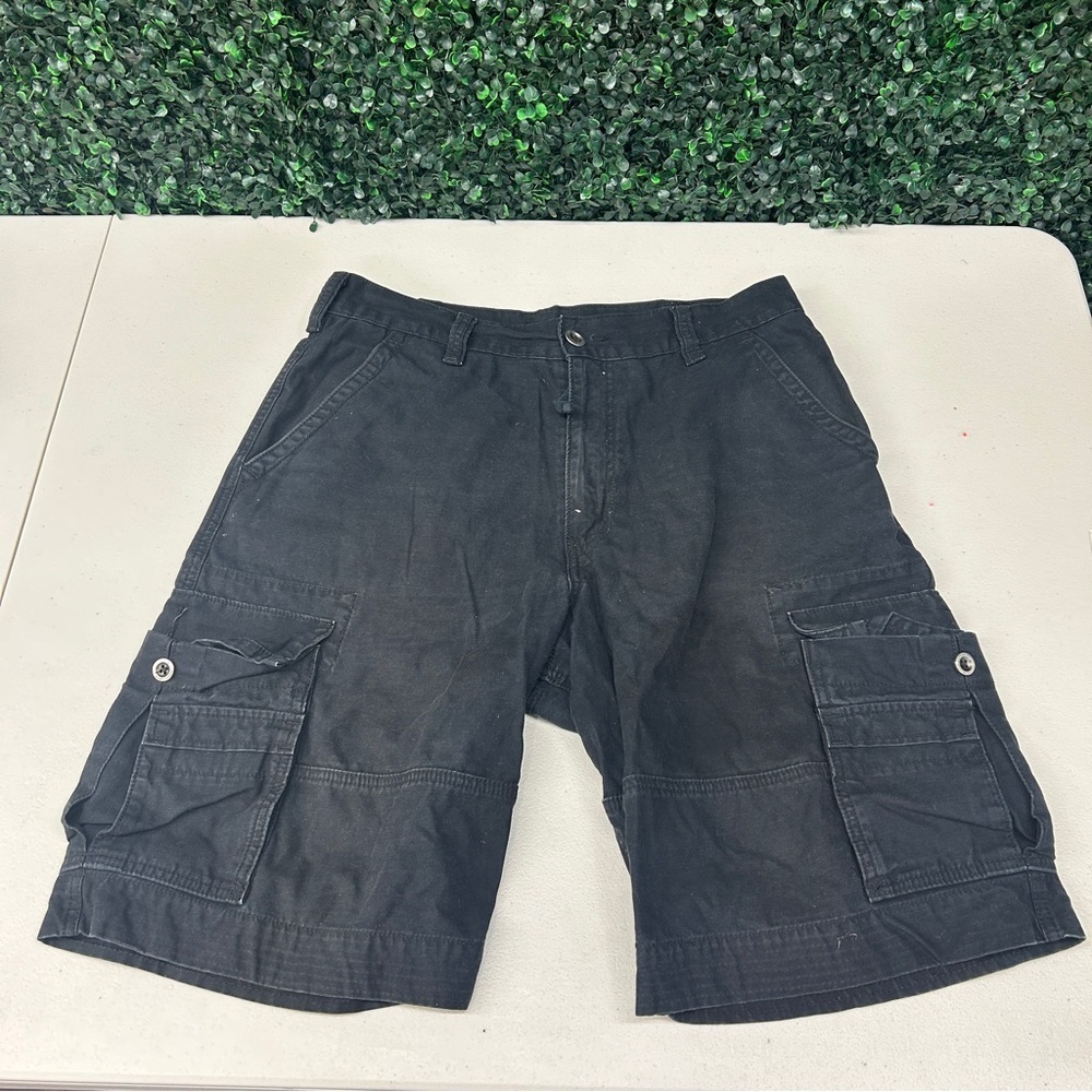 Levi's Black Cargo Shorts with Spacious Pockets and Knee-Length Design